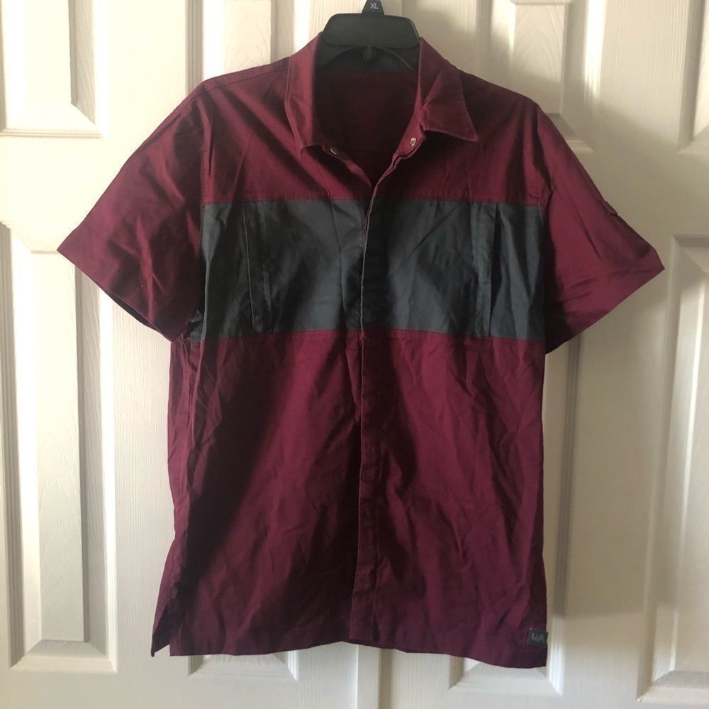 UA maroon button up shirt size M